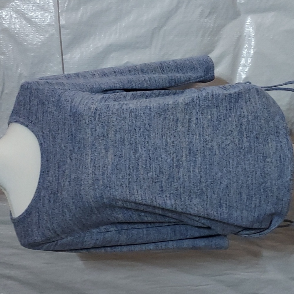 Croft & Barrow blue ruched 3 quarter sleeve top sweater PL